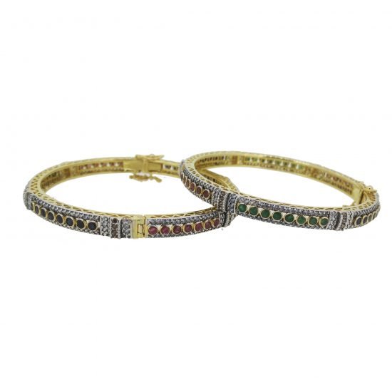 Gold-Bangles-Ruby-Emerald-Sapphire-Jewelry-New-Soneri-Gems