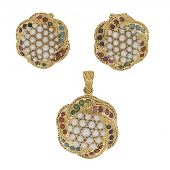 Gold-Pendant-Set-Naurattan-Pearl-Jewelry-New-Soneri-Gems