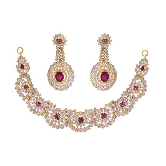 Necklace set with Ruby and Zircon