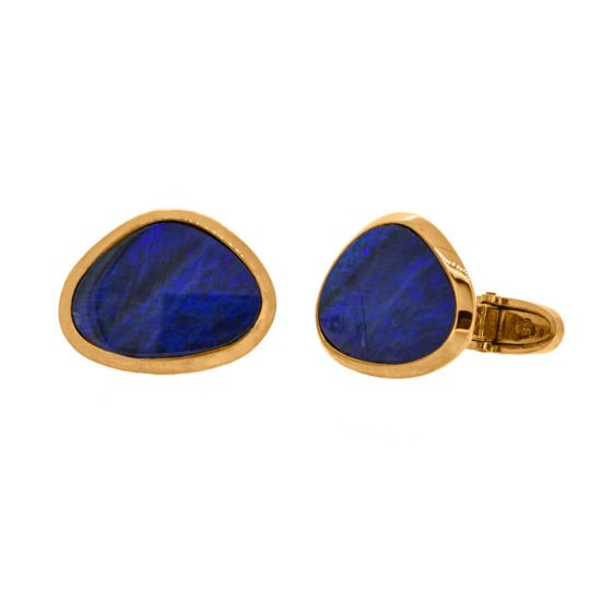 Gold Cufflinks with Blue Opals