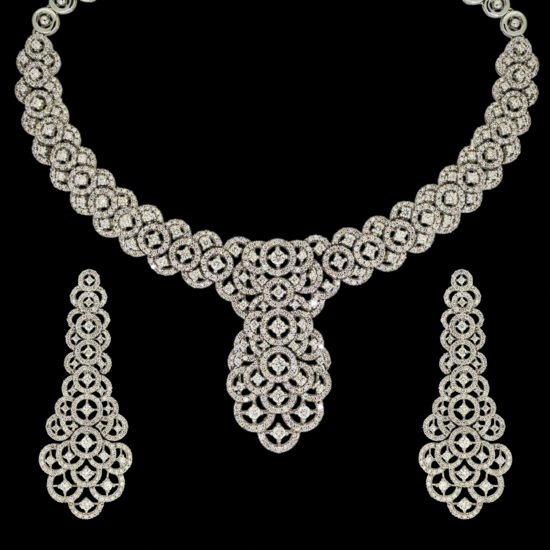 Exquisite Gold & Diamond Necklace Set