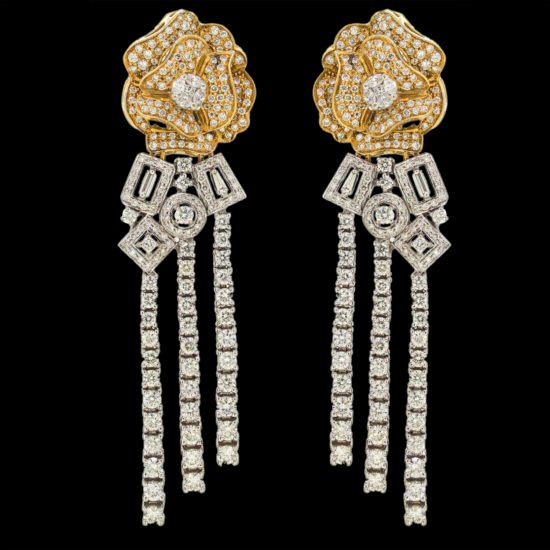 Flower design Gold & Diamond Earrings