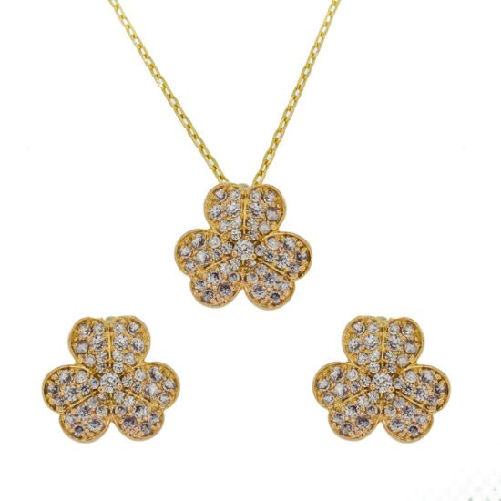 Floral design Gold Pendant Set