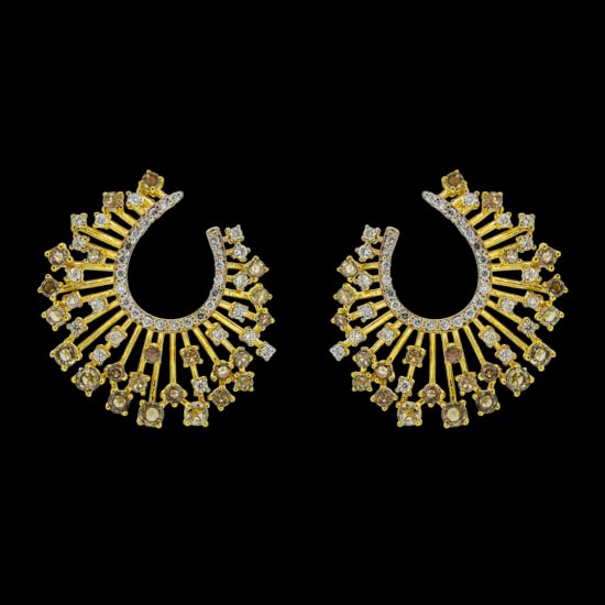 Gold Earrings with Rose Cut Diamonds