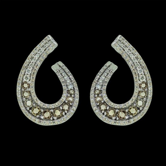 Gold Earrings with round brilliat and Rose Cut Diamonds