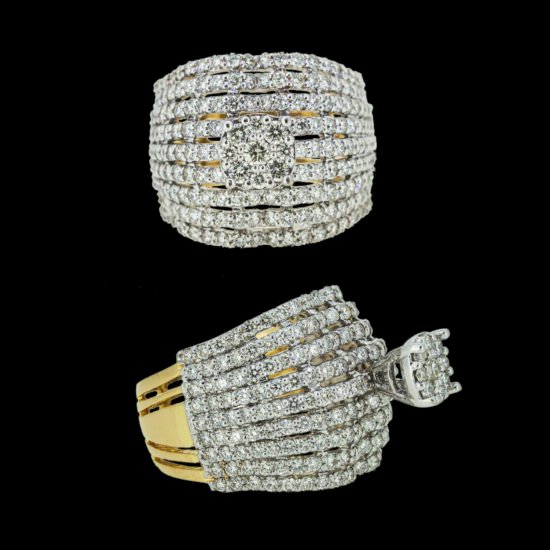 Gold ring studded with diamonds