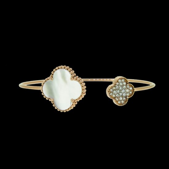 Gold Bracelet with diamonds and mother of pearl