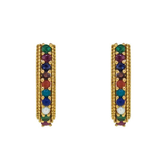 Gold Earrings with naurattan gemstones