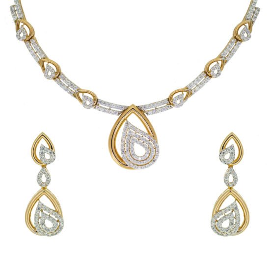 Gold Necklace Set with Cubic Zircons