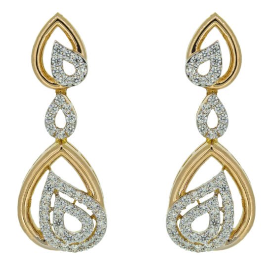 Gold Earring with Cubic Zircons