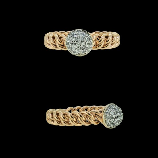 Gold ring studded with diamonds