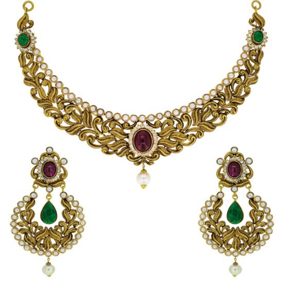 Handcrafted Indian style Gold Necklace Set