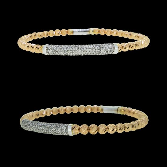 Laser cut gold bracelet with diamonds