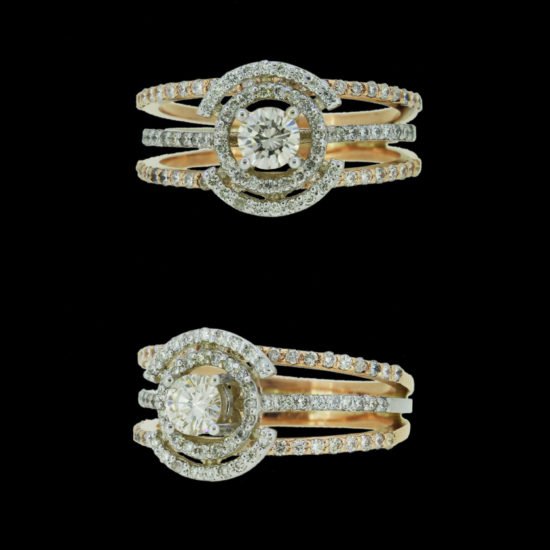 Gold and diamond ring studded with quarter carat center diamond