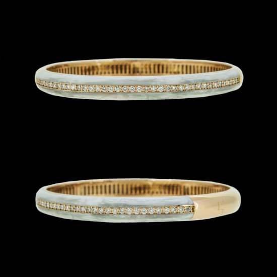 Gold and diamond bracelet with glittery enamel