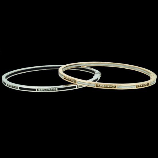 Gold and diamonds bracelets with enamel