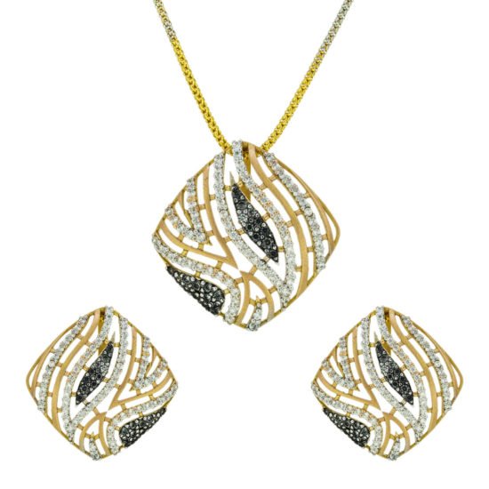 gold pendant set with zircons