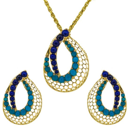 gold pendant set with turquoise and lapis lazuli